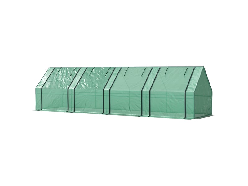  Serre avec fenêtre zippée, serre d'hiver en acier avec film plastique résistant au froid, 360 x 90 x 90 cm, verte  - Conforama B