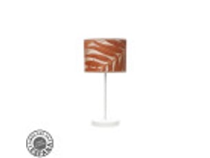 Fabrilamp moda lampe à poser blanc terre cuite, abat-jour textile motif feuillage terre cuite, 1 x e14, 42 cm