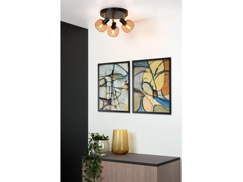 Spot plafond diam. 37 cm 3xe14 or mat noir - lucide - maren  - Conforama D