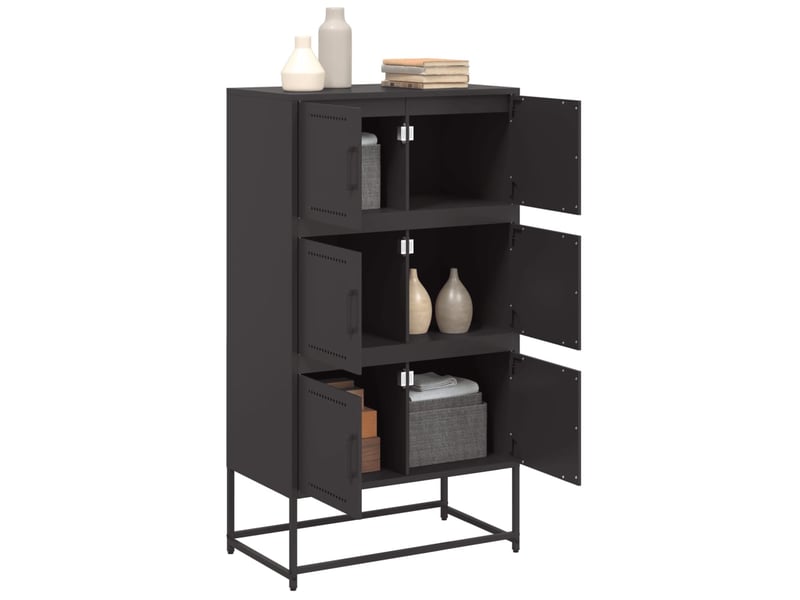  Buffet - bahut - meuble de rangement noir 68,5x38,5x123,5 cm acier  - Conforama E