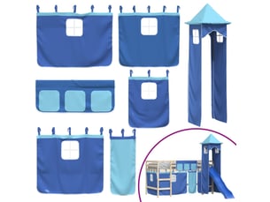 Rideaux pour lit mezzanine avec tour bleu polyester cf44929