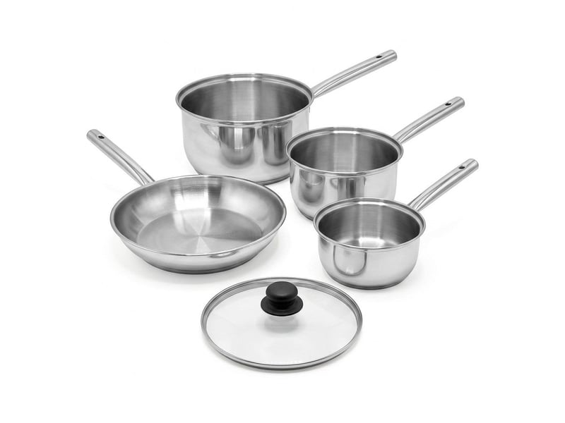  Lot de 3 casseroles 182022 cm et poêle en inox 24 cm avec couvercle fackelmann rhona 9133150B88 - Conforama A