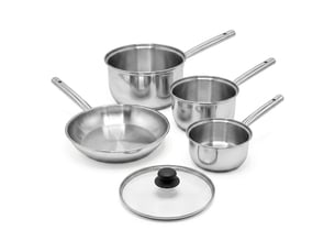 Lot de 3 casseroles 182022 cm et poêle en inox 24 cm avec couvercle fackelmann rhona