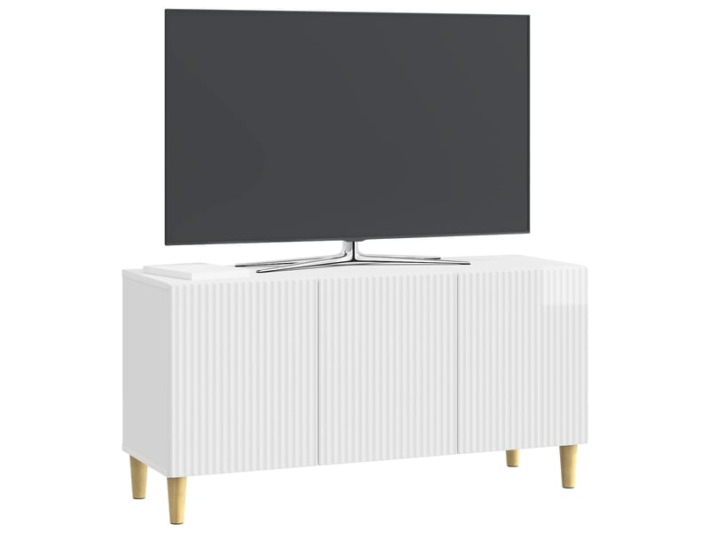  Meuble tv - banc tv - meuble de rangement 99 x 34,5 x 50 cm blanc brillant bois d'ingénierie  - Conforama C