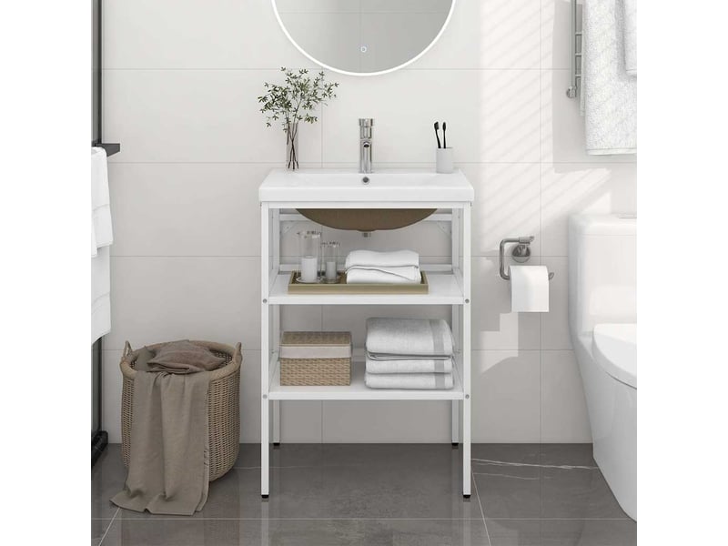  Cadre de lavabo de salle de bain vasque à encastrer blanc fer shl8969  - Conforama B