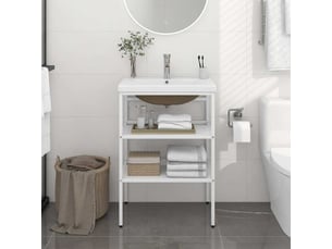 Cadre de lavabo de salle de bain vasque à encastrer blanc fer shl8969