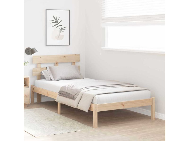  Lit simple- lit adulte -  cadre de lit marron 80 x 200 cm bois de pin massif  - Conforama B