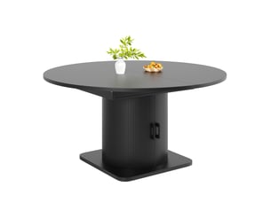 Noir table à manger extensible avec rangement, design moderne, structure fonctionnelle pour cuisine et salle à manger