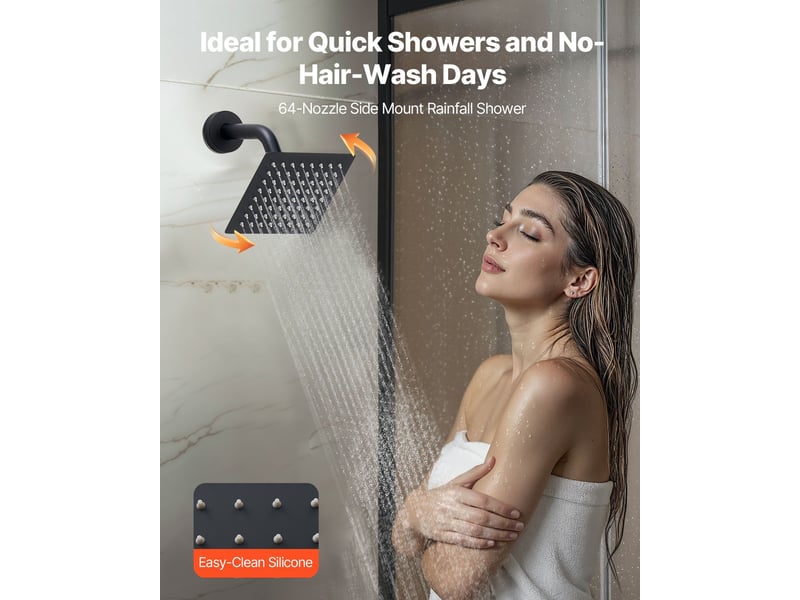  Colonne de douche noire mate, système de plafond 305 mm avec pommeau mural 152 mm, mitigeur 3 fonctions en laiton pour salle de bain  - Conforama B