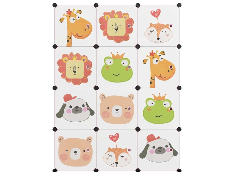  Armoire de rangement pour enfants avec 12 cubes rose pp  - Conforama C
