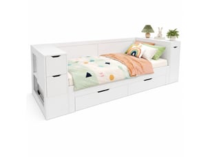 Lit avec rangement 90x200 cm coloris blanc