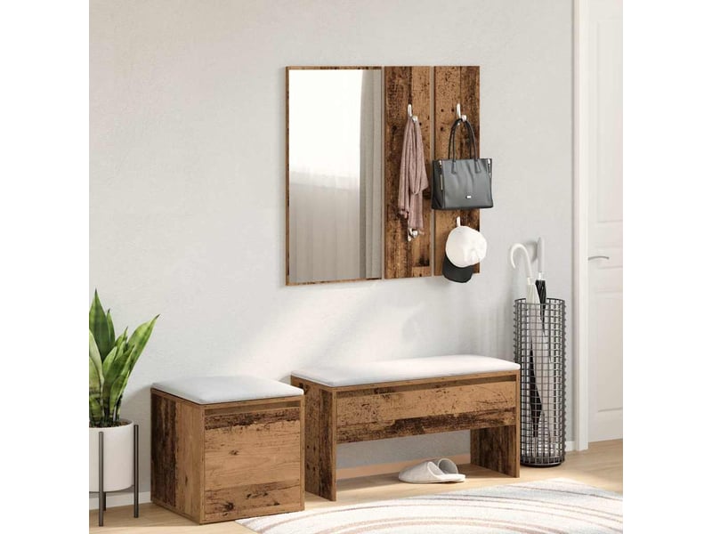  Ensemble de meubles de couloir vieux bois bois d'ingénierie shl39931  - Conforama C