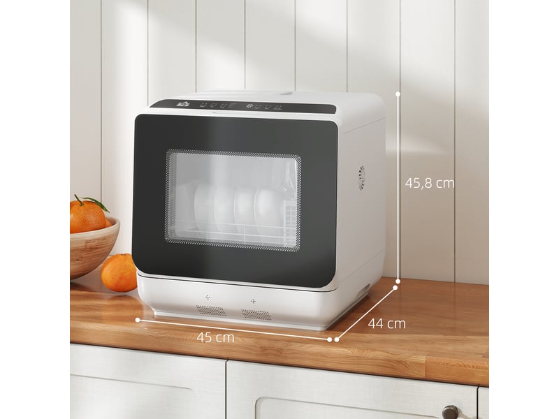 Mini lave-vaisselle compact 4 couverts, lave-vaisselle de table, 6 programmes, commandes tactiles, blanc, réservoir 6 l - Conforama C