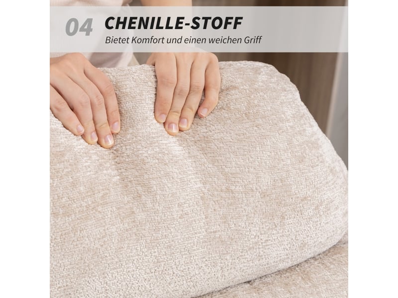 Fauteuil à bascule rembourré avec dossier haut et patins antidérapants en polyester blanc crème, 80 × 103 × 91 cm - Conforama E