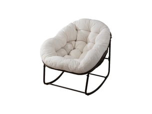 Fauteuil à bascule extérieur,78x106x90 cm,avec coussin,résine tressée,blanc
