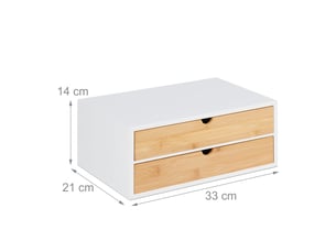 Boîte de rangement à 2 tiroirs pour bureau 30 x 20 x 15 cm pratique et élégante en bambou naturel 13_0011316