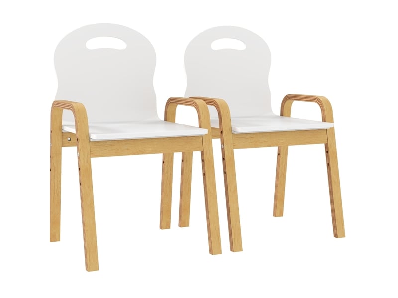  Lot de 2 chaises enfant réglables en bois 39 x 34 cm – blanc – empilables avec patins antidérapants  - Conforama A