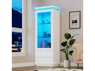 Vitrine coloris blanc 2 étagère(s) <strong></strong> <strong></strong> - 60 cmx171 cm