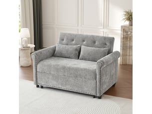 Canapé-lit 3-en-1 120x80 cm – gris – dossier réglable 110° à 180°, couchage 170x98 cm, 2 coussins