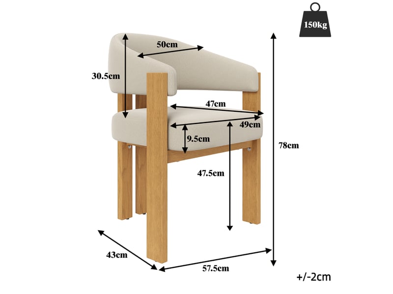 Chaise de salle à manger ergonomique (6 pièces) avec garnissage épais, pieds en métal stables et imitation bois – respirante, facile d’entretien, pour chambre à coucher, salle à manger et salon - Conforama E