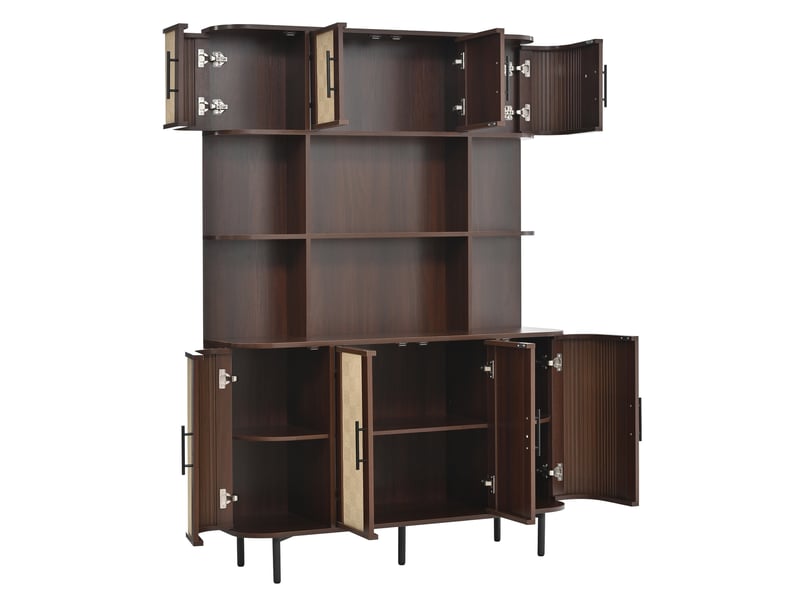  Meuble de rangement avec meuble tv, buffet et colonne, portes et tiroirs, en mdf noyer, pour salon et salle à manger  - Conforama E