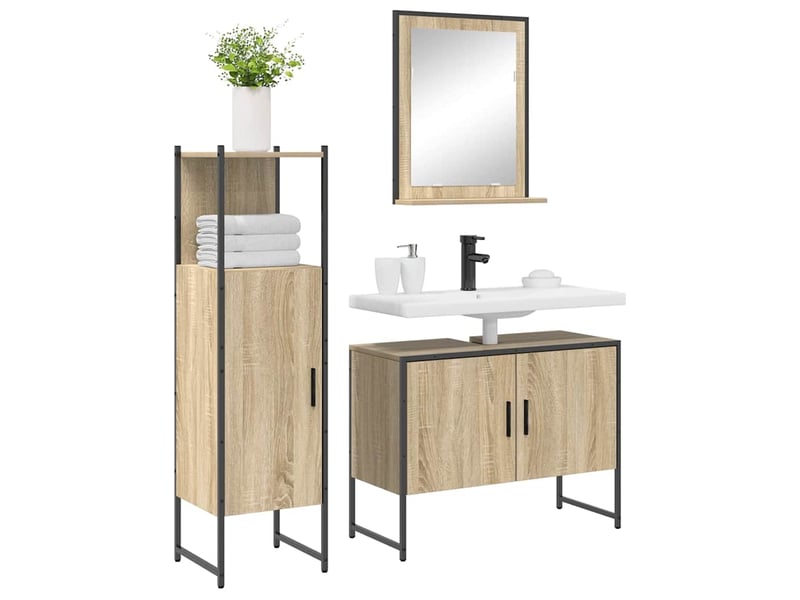 Ensemble de mobilier de salle de bain 3 pc marron cf64401 - Conforama C