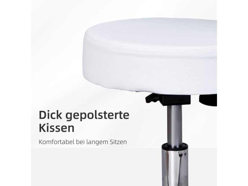  Tabouret de travail pivotant avec dossier, réglable 72-84 cm, blanc, ø35 cm  - Conforama E
