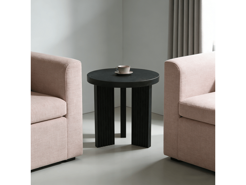  Table d'appoint ronde en mdf piètement tripode rainuré noir 44.5 x 44.5 x 45 cm W3915P488091 - Conforama E