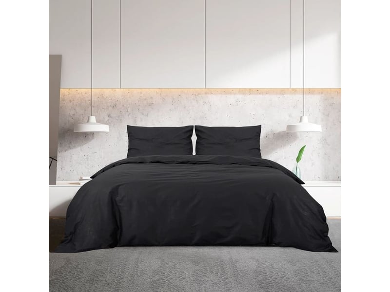 Ensemble de housse de couette noir 140x200 cm coton - Conforama B