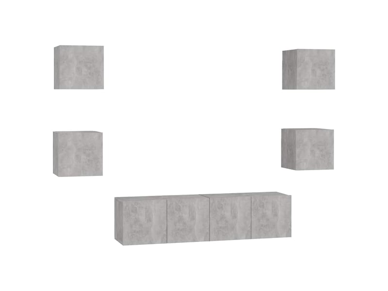  Ensemble de meubles tv 6 pcs gris béton bois d'ingénierie shl68716  - Conforama A