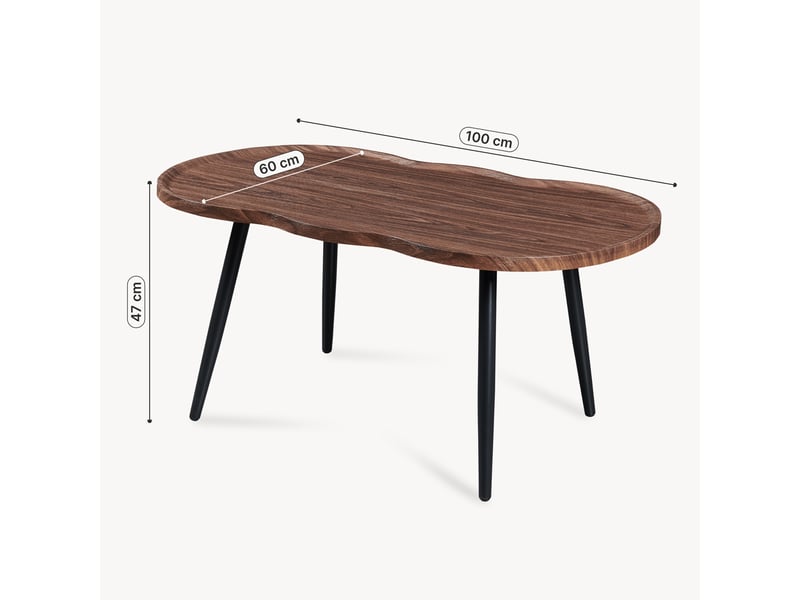  Table basse ken 100 x 60 x 47 cm effet noyer [en.casa]  - Conforama C
