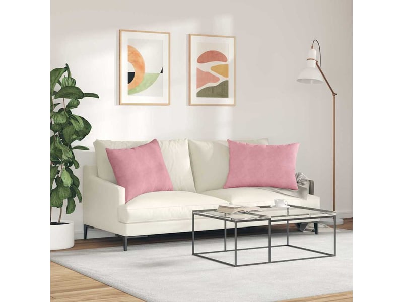 Lot de 2 coussins de canapé, coussins décoratifs rose 70 x 50 cm cf59152 - Conforama D