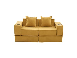 Canapé droit compressé convertible <strong>MAISENTIEL</strong> <strong></strong> 2 places Tissu Jaune