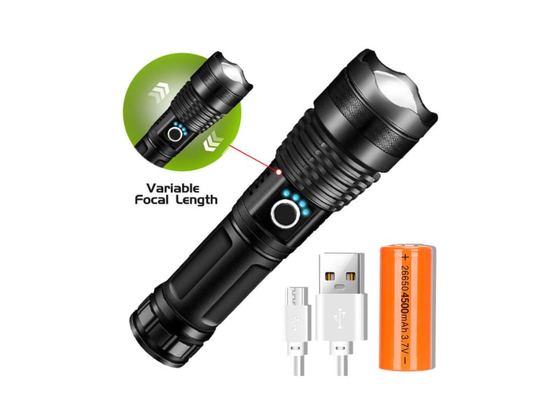  Alliage d’aluminium p50 flashlight light26650 zoom pêche de nuit usb rechargeable extérieur lampe de poche led  - Conforama A