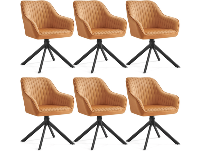  Chaise de salle à manger pivotante avec accoudoirs confort rembourré 58 x 60 x 81,5 cm en velours marron caramel 12_0012242  - Conforama A