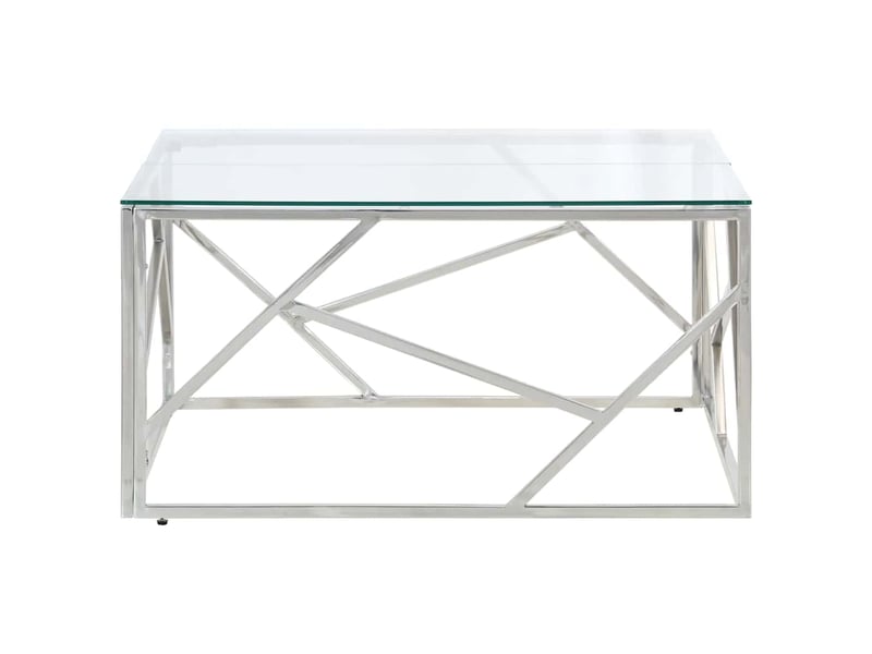  Table basse | table d'appoint salon argenté acier inoxydable et verre trempé shl8230  - Conforama C