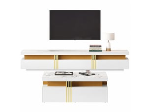 Buffet 0 porte(s) 3 tiroir(s) - 200 cm coloris blanc