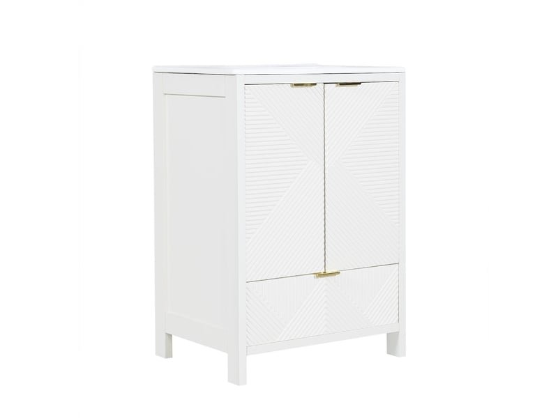  Meuble sous-vasque avec vasque en céramique 2 portes 1 tiroir blanc 61x47x87 cm N888P48778283W - Conforama B