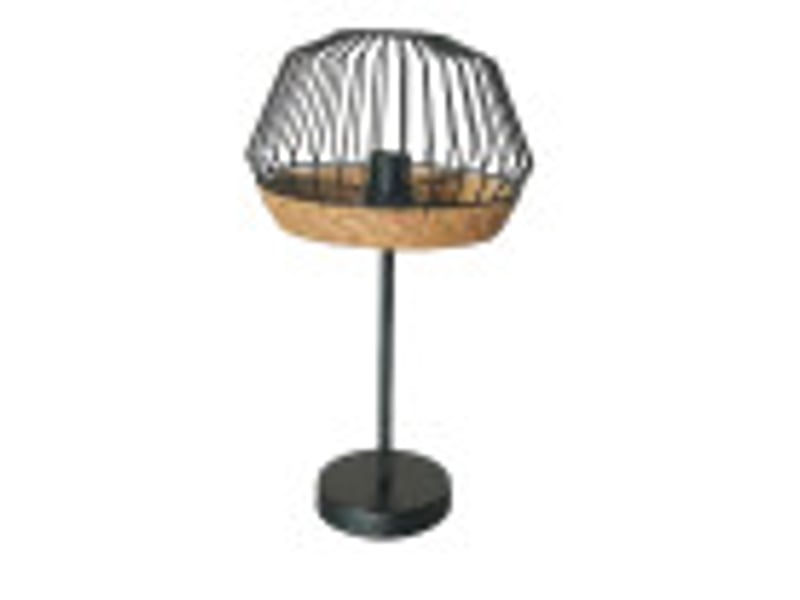  Lampe à poser fabrilamp hugo noirnaturel 1 x e27 46 x 25 x 25 cm 218271088 - Conforama B
