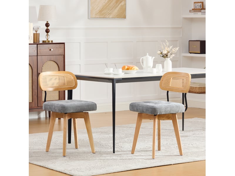  Lot de 2 chaises de salle à manger pivotantes 360° en chenille homvra  - Conforama C