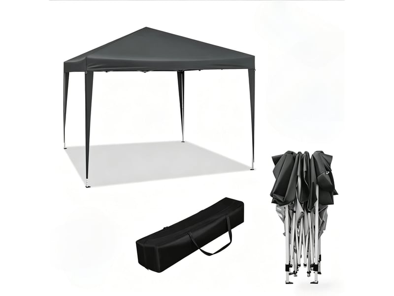  Tonnelle pliante 3x3 m – anthracite – hauteur réglable, toit imperméable et sac de transport inclus  - Conforama A