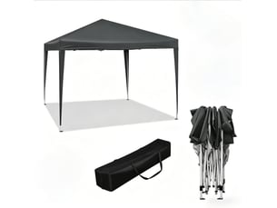 Tonnelle pliante 3x3 m – anthracite – hauteur réglable, toit imperméable et sac de transport inclus