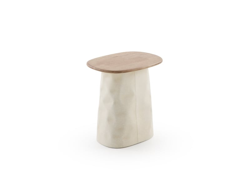  Table basse en métal couleur os et bois d'hévéa  - Conforama D