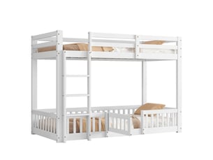 Lit superposé 90x200 cm <strong>MERAX</strong>  <strong>lit enfant blanc</strong> coloris blanc