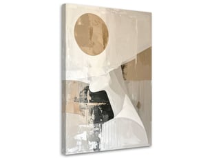 Image sur toile, abstraction minimaliste avec cercle beige et accent noir 20x30