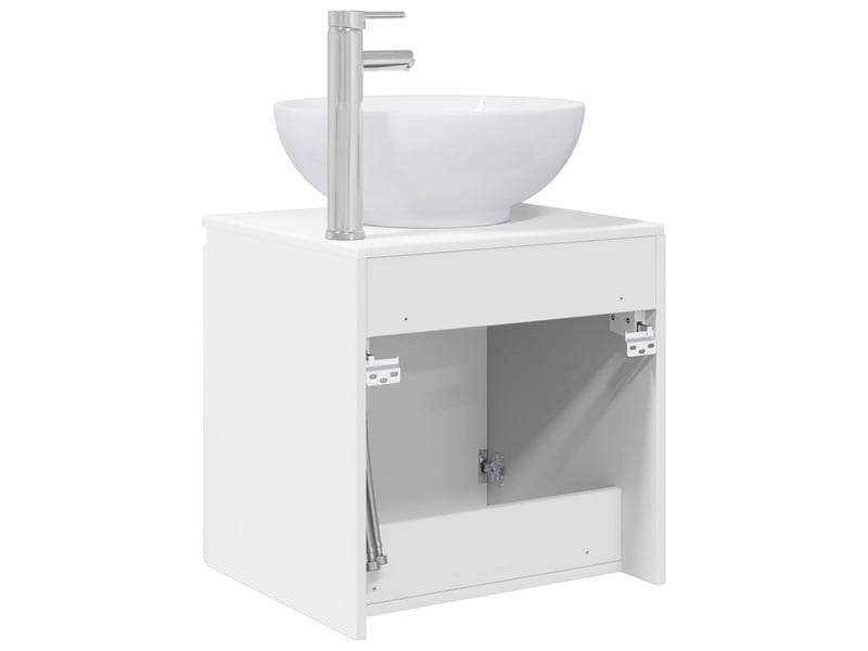 Vanité de lavabo mural, meuble de rangement blanc 49.5x44.5x65 cm shl3265 - Conforama E