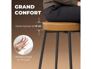 Lot de 2 chaises de salle à manger rondes, marron et noir, chaises de cuisine empilables avec assise rembourrée en pu