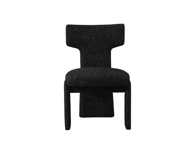  Ensemble de 2 chaises chenille modernes sans accoudoirs, dossier courbé, pieds en bois de caoutchouc, noir et gris  - Conforama A