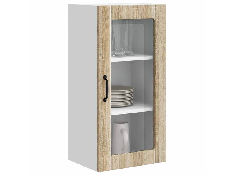 Meuble mural de cuisine, cabinet en verre mural 2 pcs chêne sonoma shl9724 - Conforama C