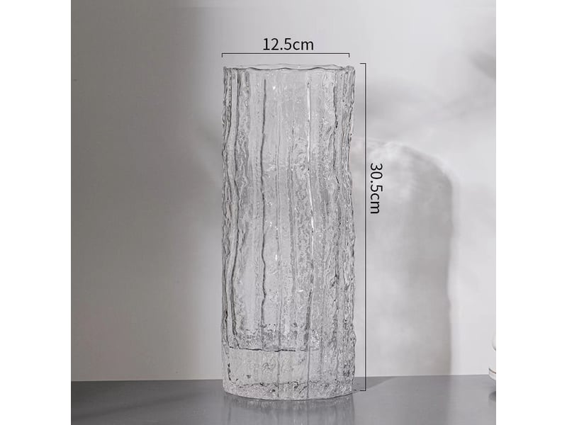  Vase cylindrique en verre transparent fait à la main 30 x 10 cm  - Conforama B